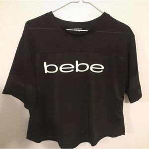 Bebe Sport Vintage Black Mesh Jersey T-Shirt - Size S